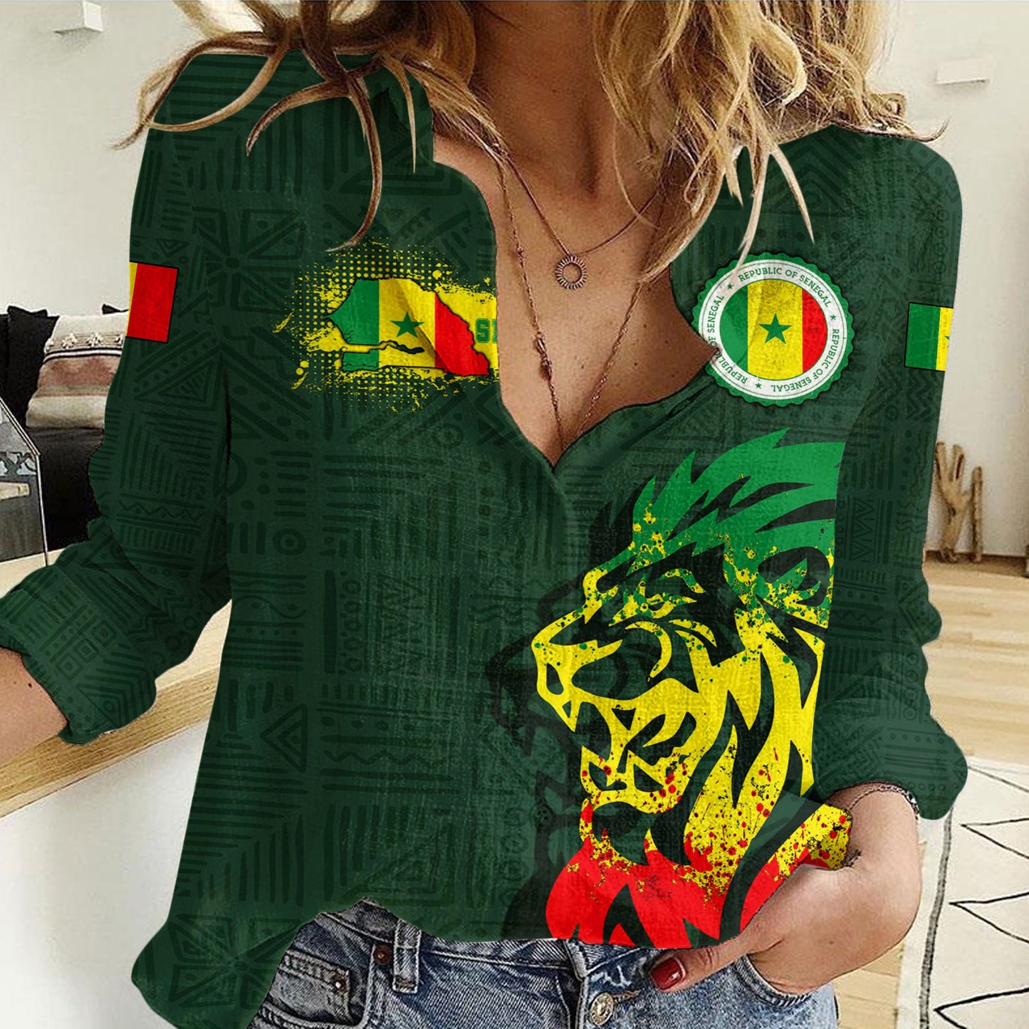 Clothing Senegal Football Women Casual Shirt
