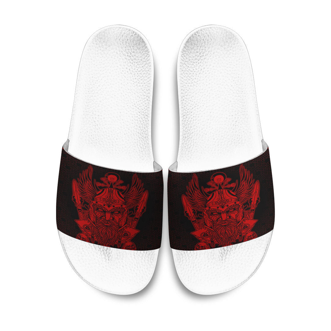 Slide Sandals Odin And Raven Red Viking Slide Sandals