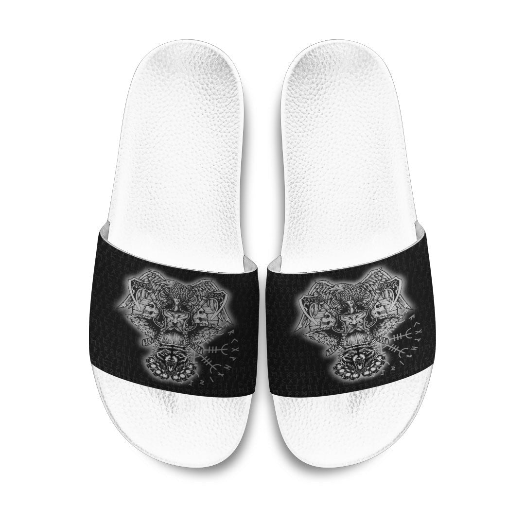 Slide Sandals Odin And Raven Wolf Viking Slide Sandals