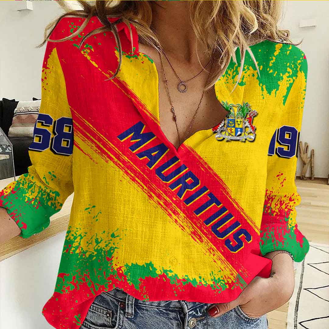 Clothing Mauritius Founded Brush Pattern Women's Casual Shirt