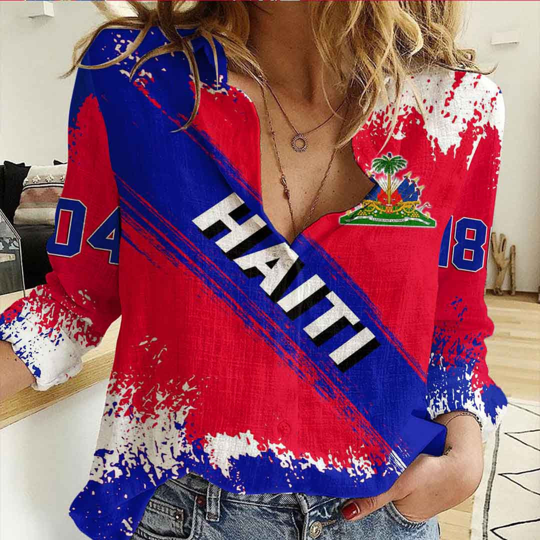 Clothing Haiti Founded Brush Pattern Women's Casual Shirt