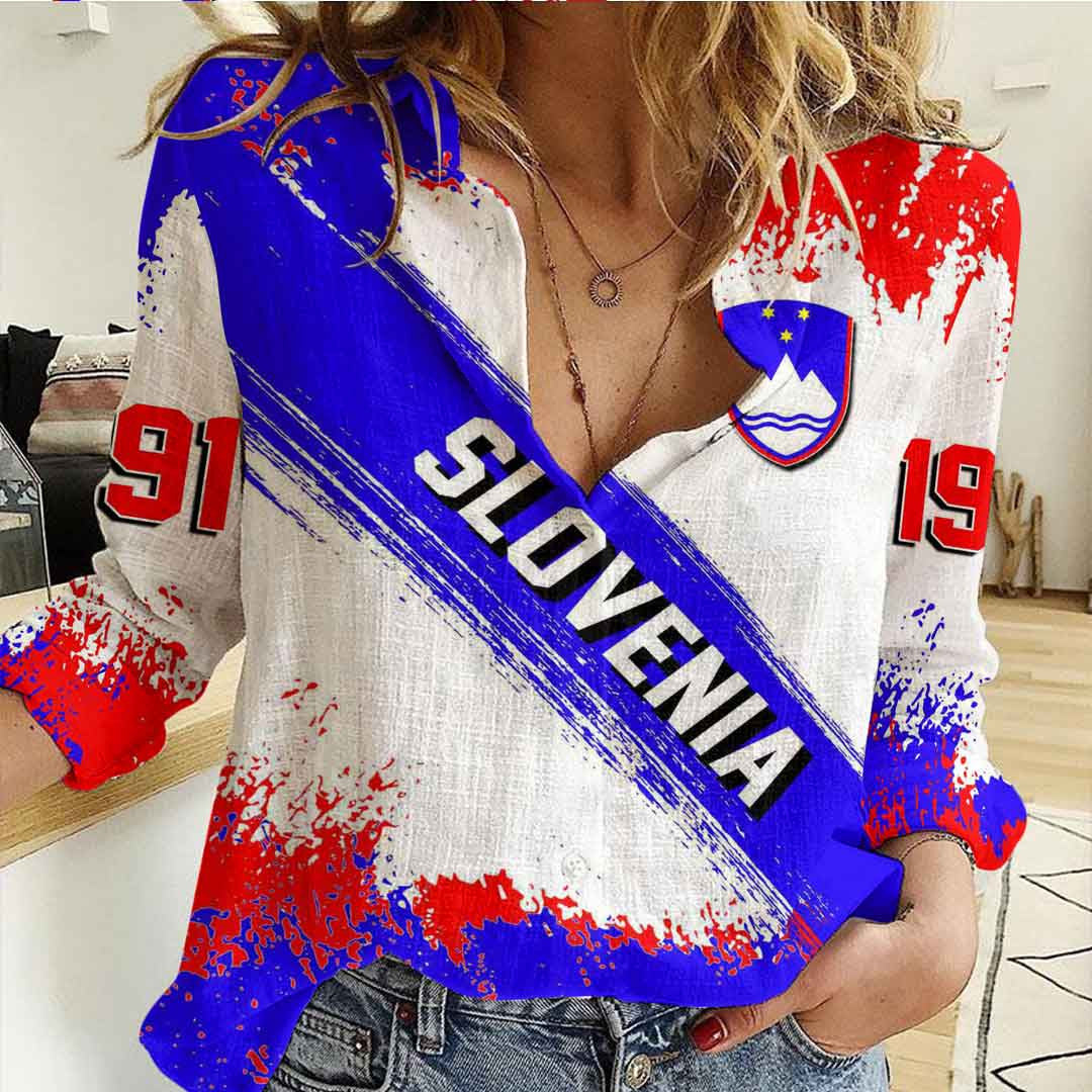 Clothing Slovenia Founded Brush Pattern Women's Casual Shirt