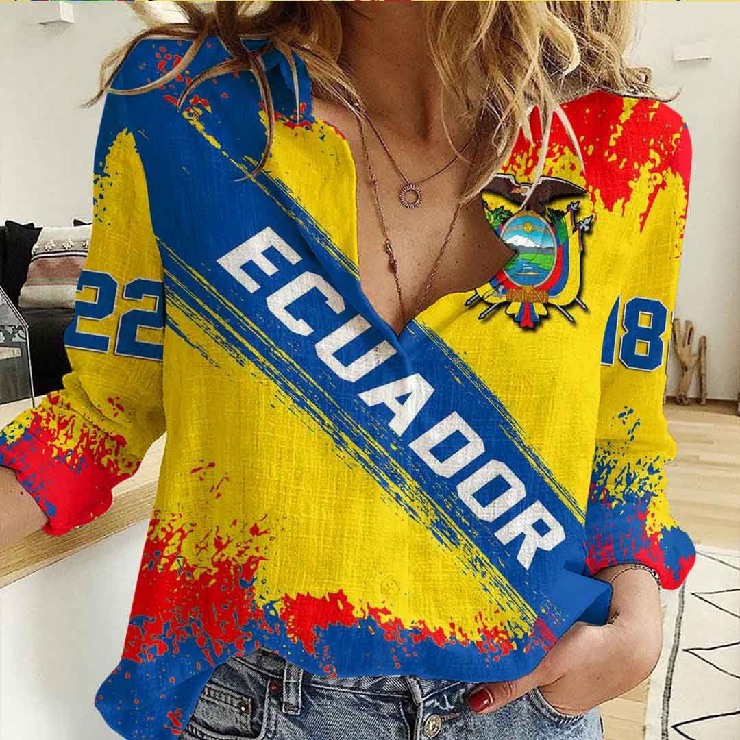 Clothing Ecuador Founded Brush Pattern Women's Casual Shirt
