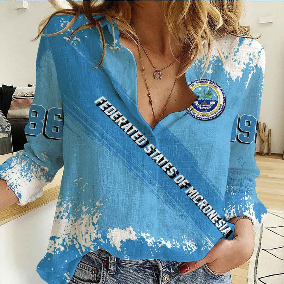 Clothing Federated States of Micronesia Founded Brush Pattern Women's Casual Shirt