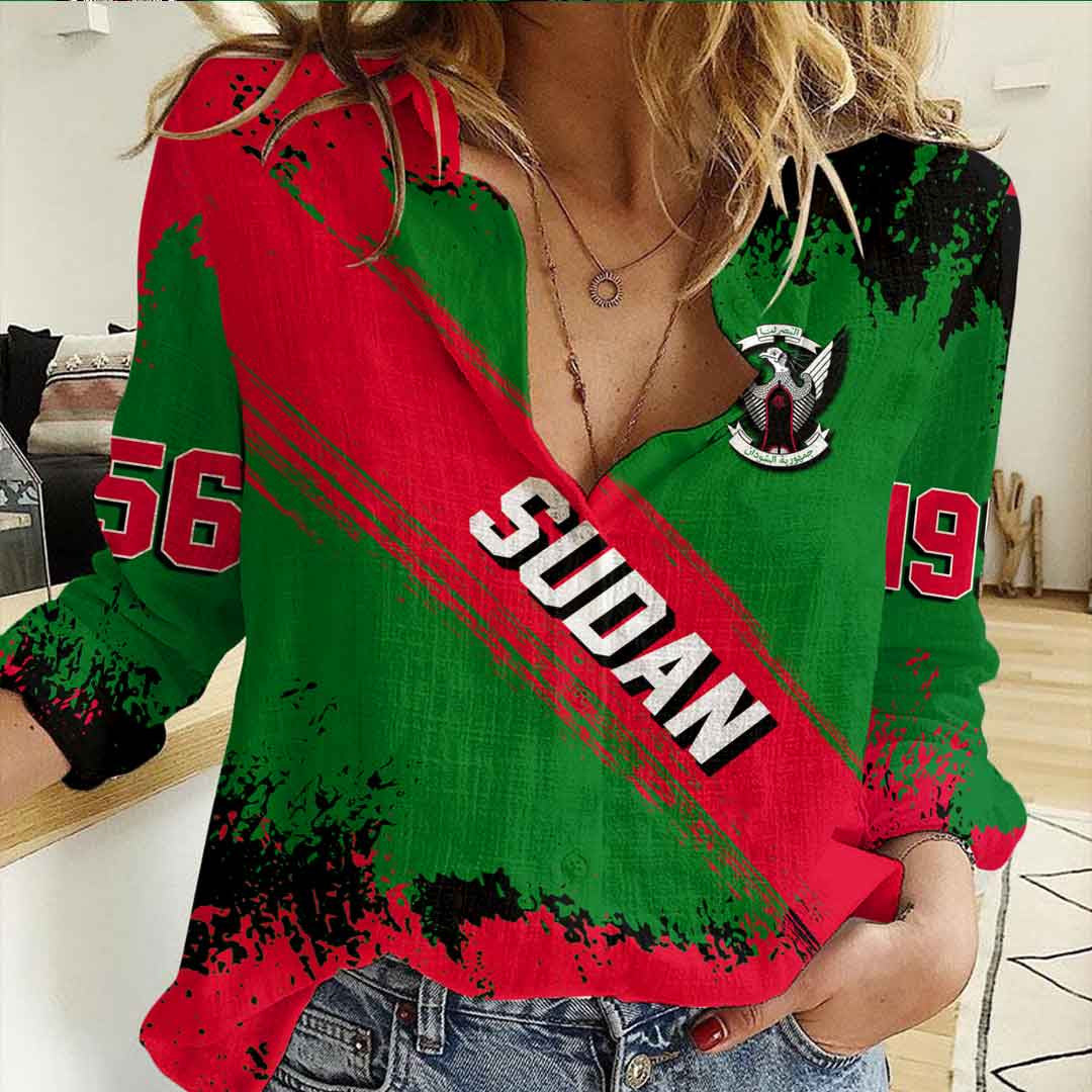 Clothing Sudan Founded Brush Pattern Women's Casual Shirt