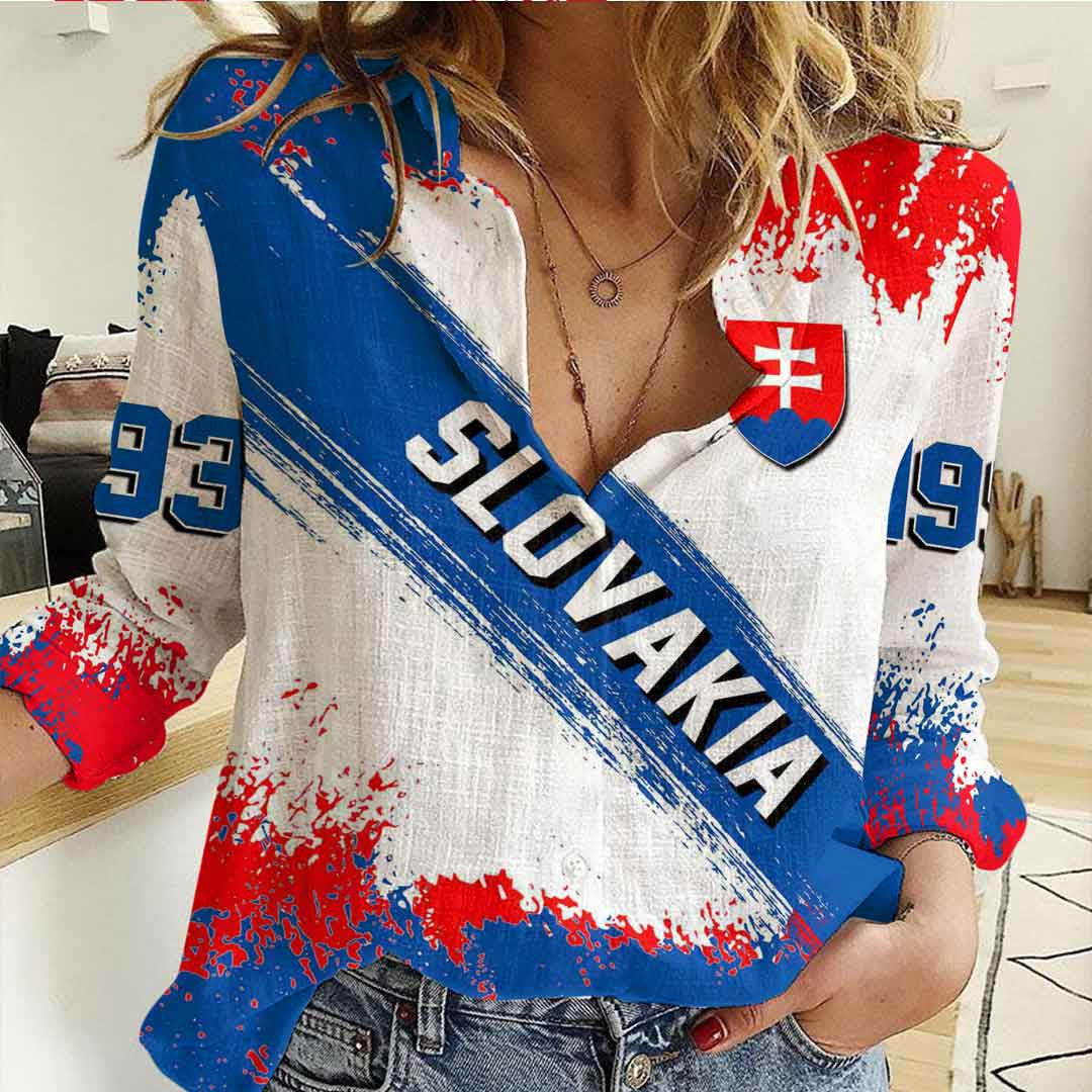 Clothing Slovakia Founded Brush Pattern Women's Casual Shirt