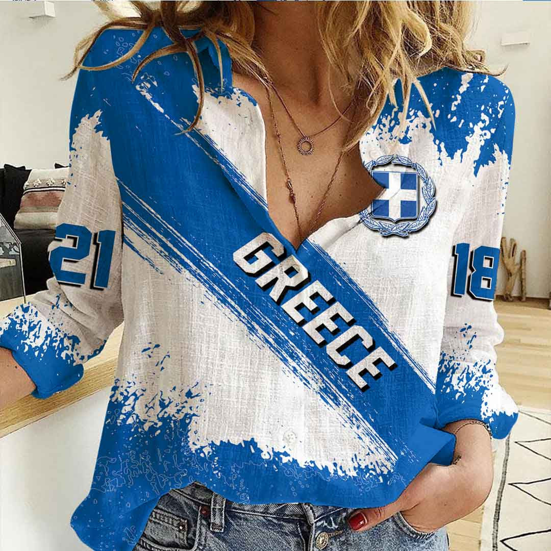 Clothing Greece Founded Brush Pattern Women's Casual Shirt