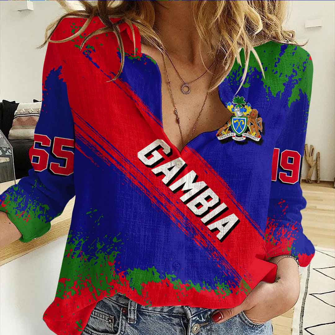 Clothing Gambia Founded Brush Pattern Women's Casual Shirt