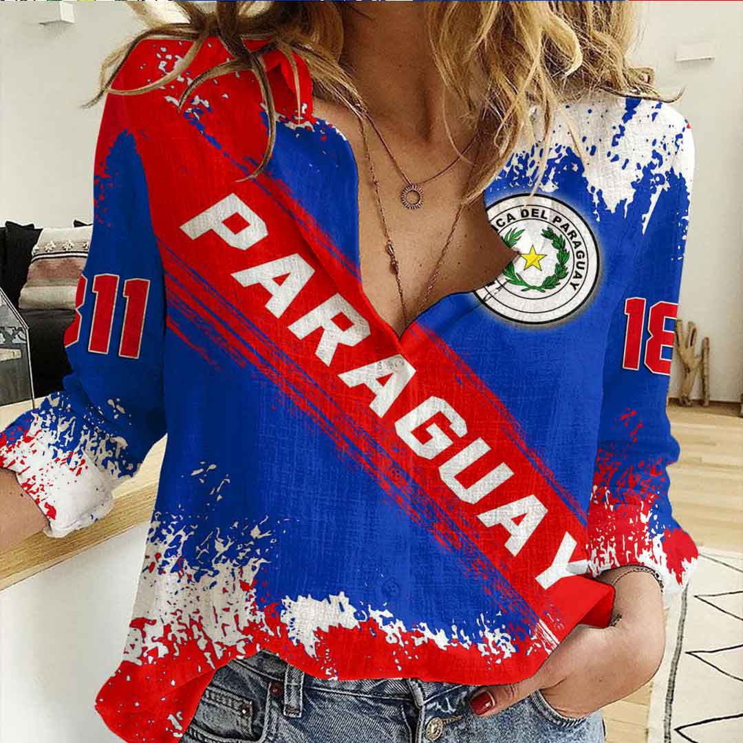 Clothing Paraguay Founded Brush Pattern Women's Casual Shirt
