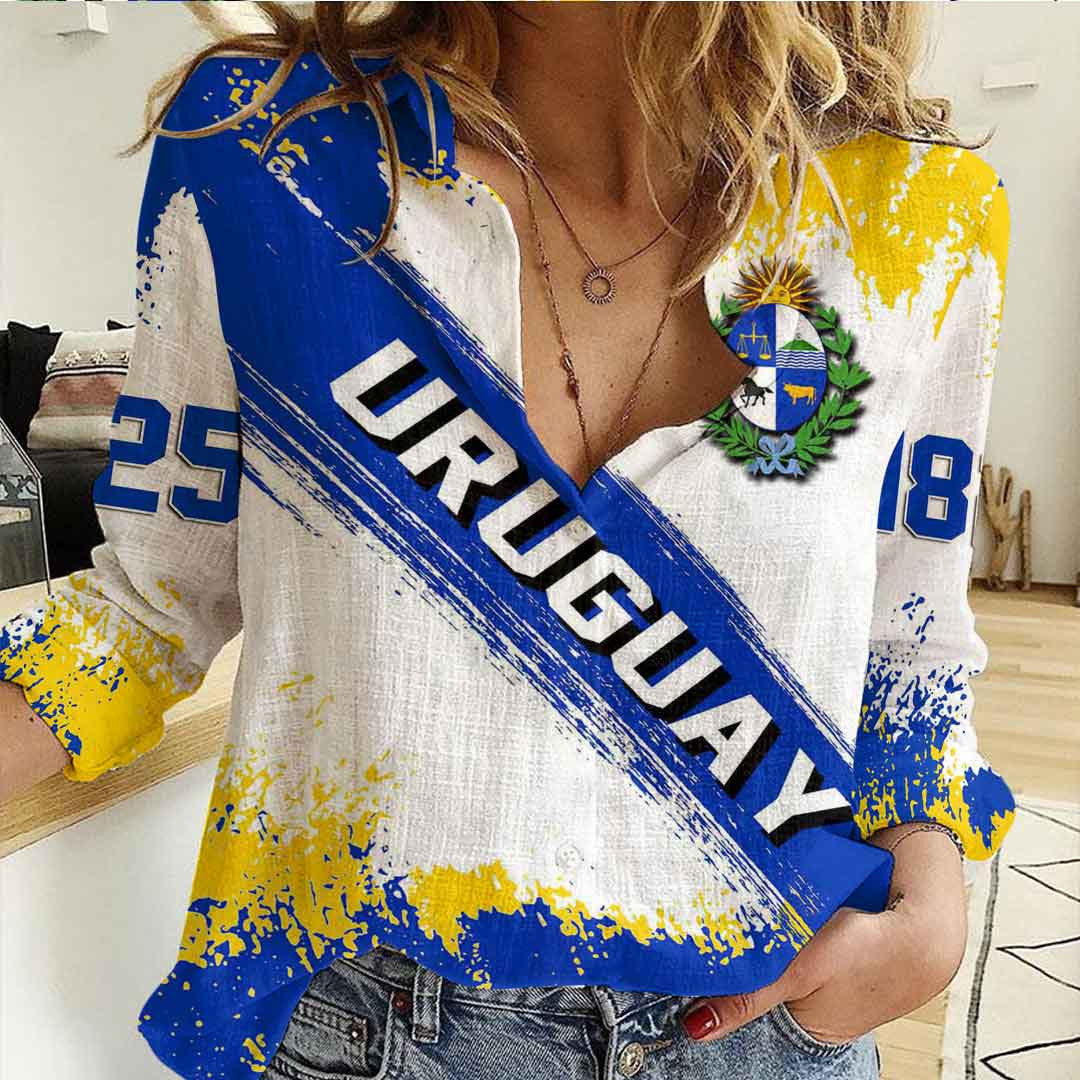 Clothing Uruguay Founded Brush Pattern Women's Casual Shirt