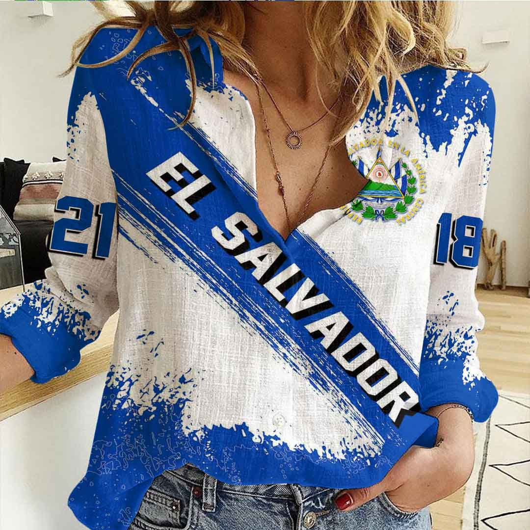 Clothing El Salvador Founded Brush Pattern Women's Casual Shirt