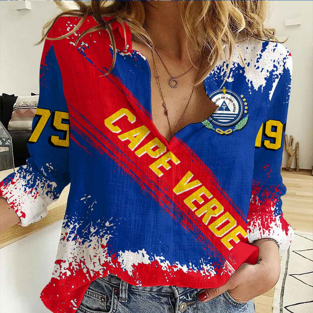 Clothing Cape Verde Founded Brush Pattern Women's Casual Shirt