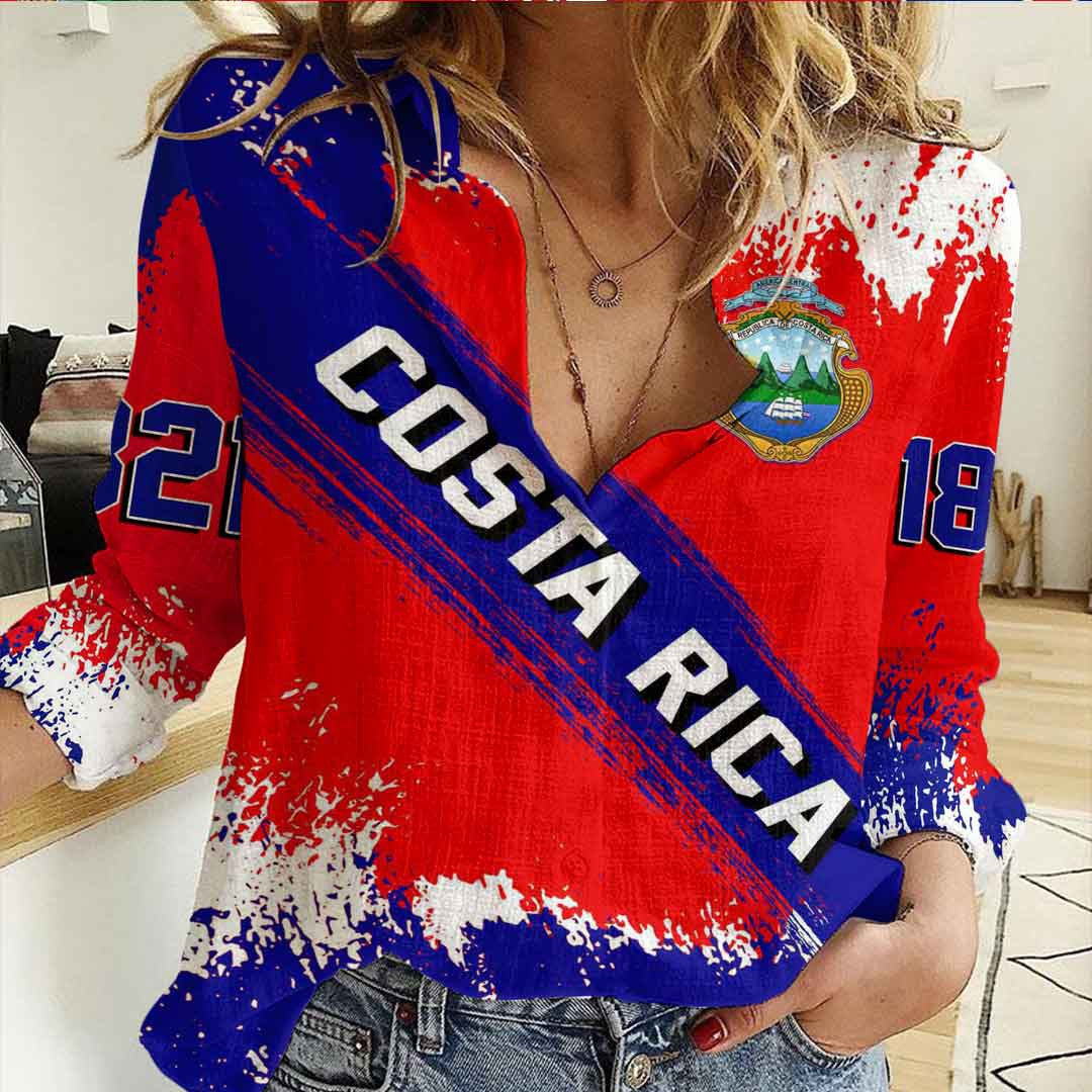 Clothing Costa Rica Founded Brush Pattern Women's Casual Shirt