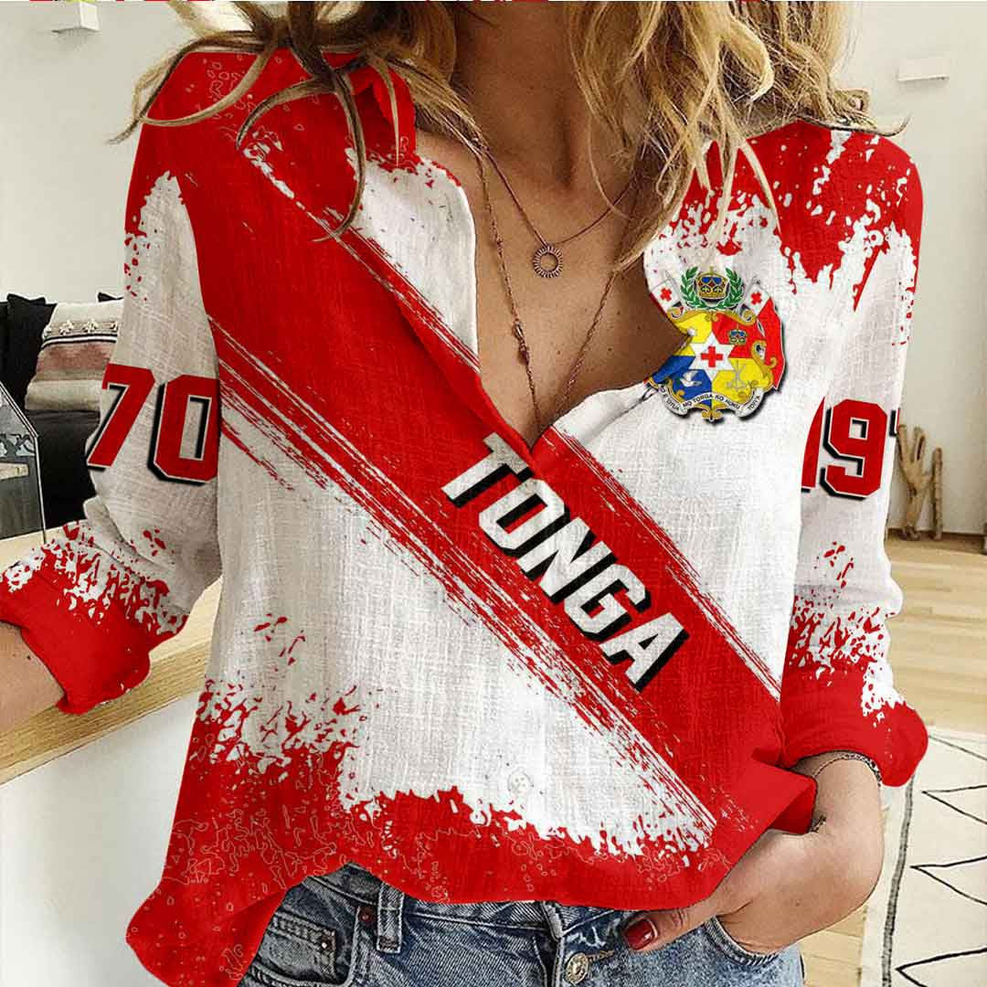 Clothing Tonga Founded Brush Pattern Women's Casual Shirt