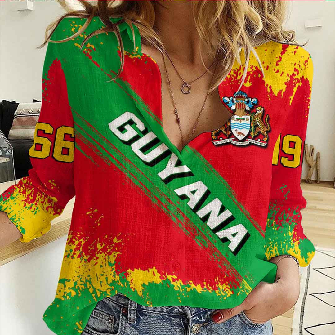 Clothing Guyana Founded Brush Pattern Women's Casual Shirt