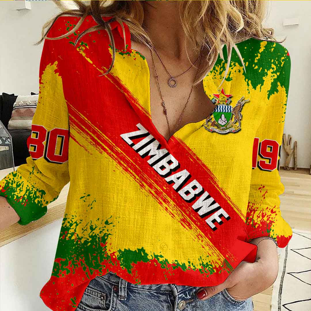 Clothing Zimbabwe Founded Brush Pattern Women's Casual Shirt