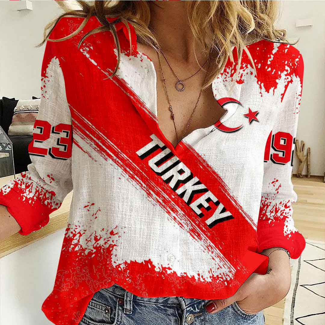 Clothing Turkey Founded Brush Pattern Women's Casual Shirt