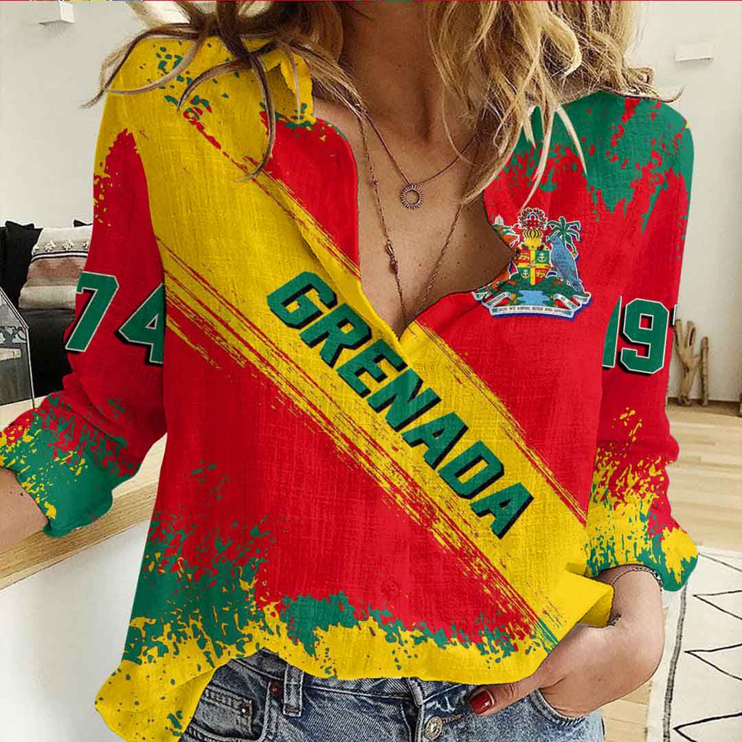 Clothing Grenada Founded Brush Pattern Women's Casual Shirt
