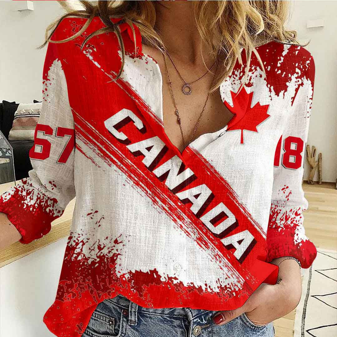 Clothing Canada Founded Brush Pattern Women's Casual Shirt