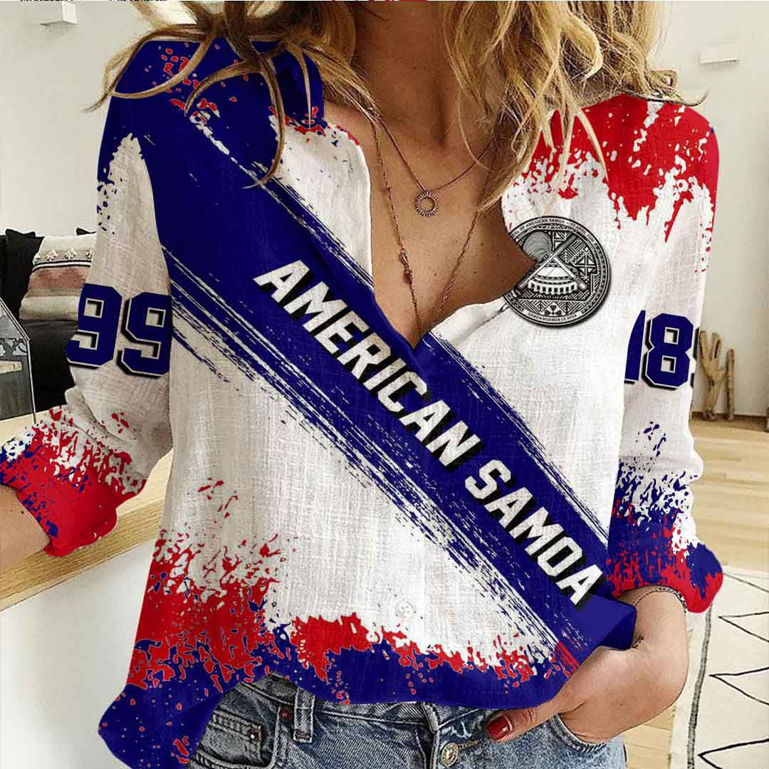 Clothing American Samoa Founded Brush Pattern Women's Casual Shirt