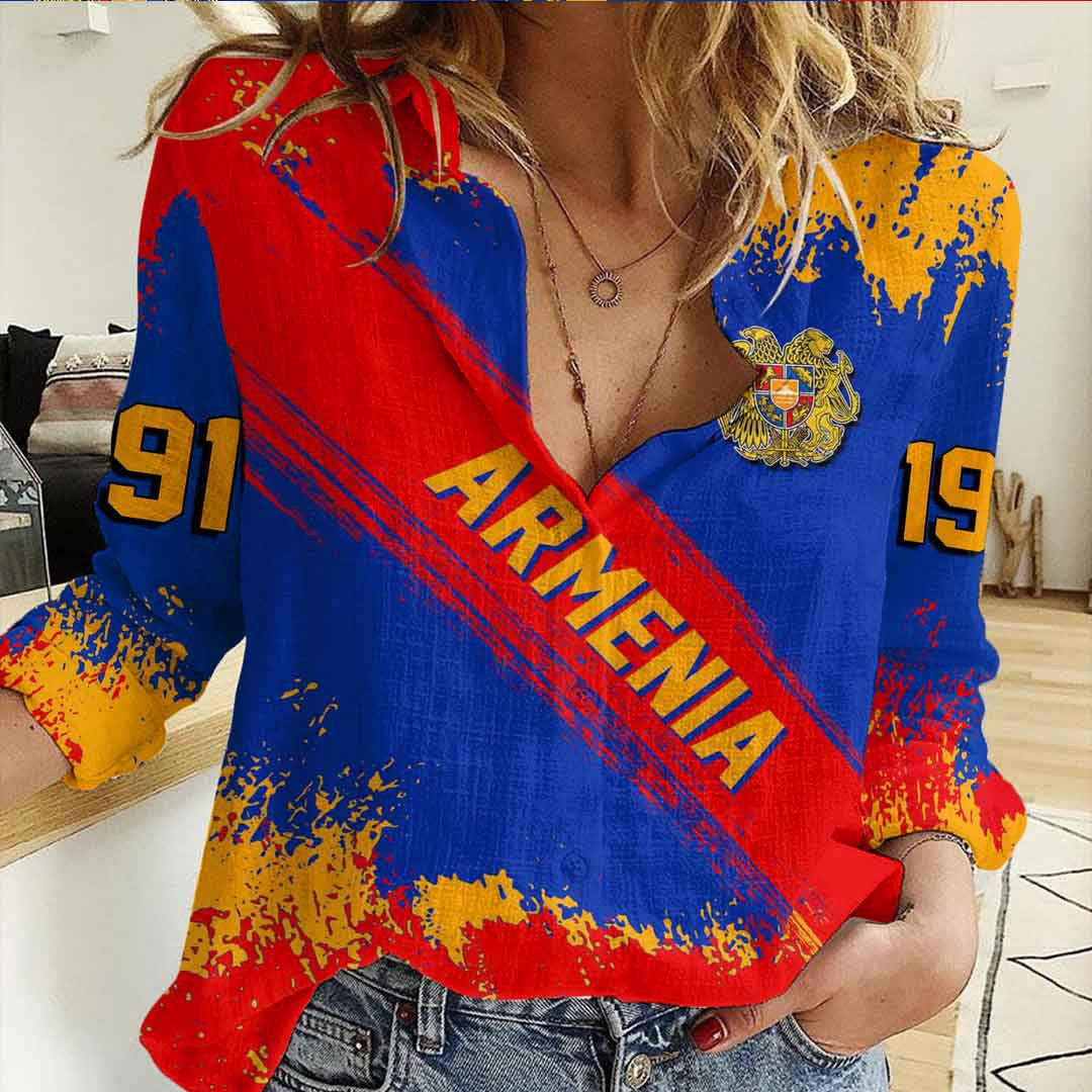 Clothing Armenia Founded Brush Pattern Women's Casual Shirt