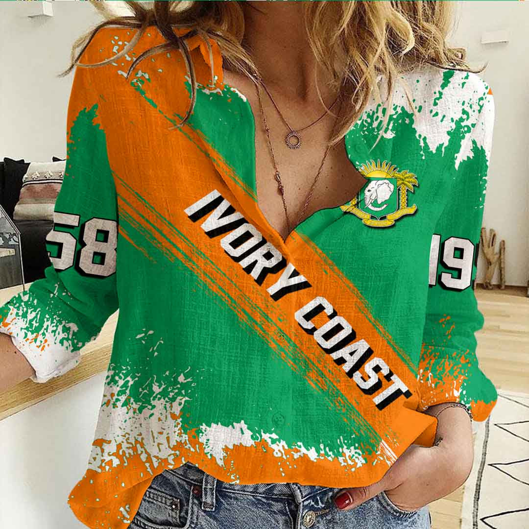 Clothing Ivory Coast Founded Brush Pattern Women's Casual Shirt