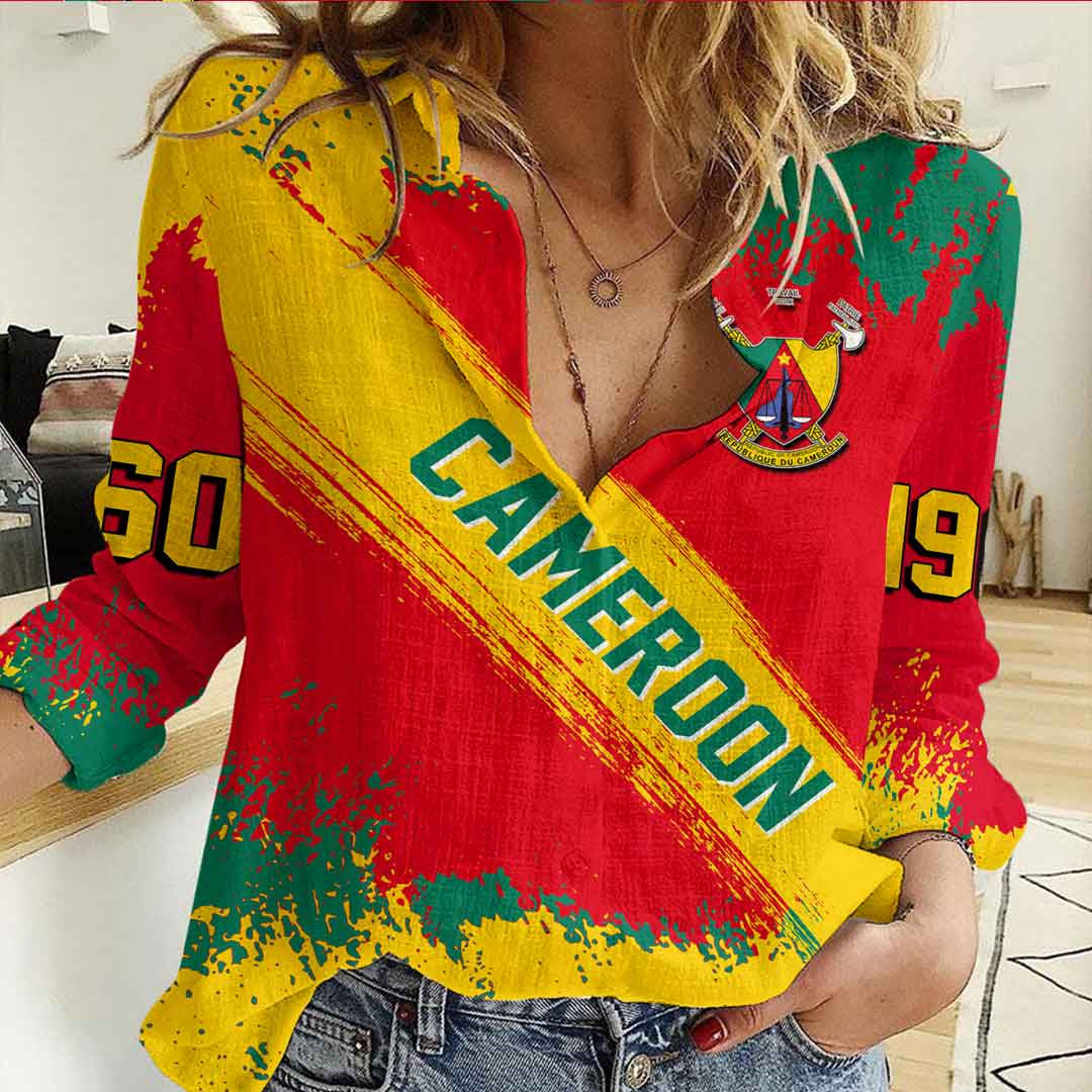 Clothing Cameroon Founded Brush Pattern Women's Casual Shirt