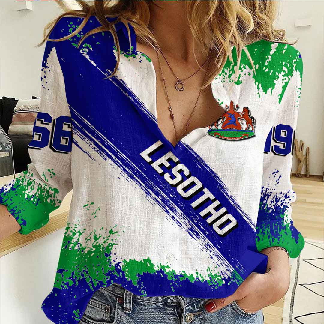 Clothing Lesotho Founded Brush Pattern Women's Casual Shirt