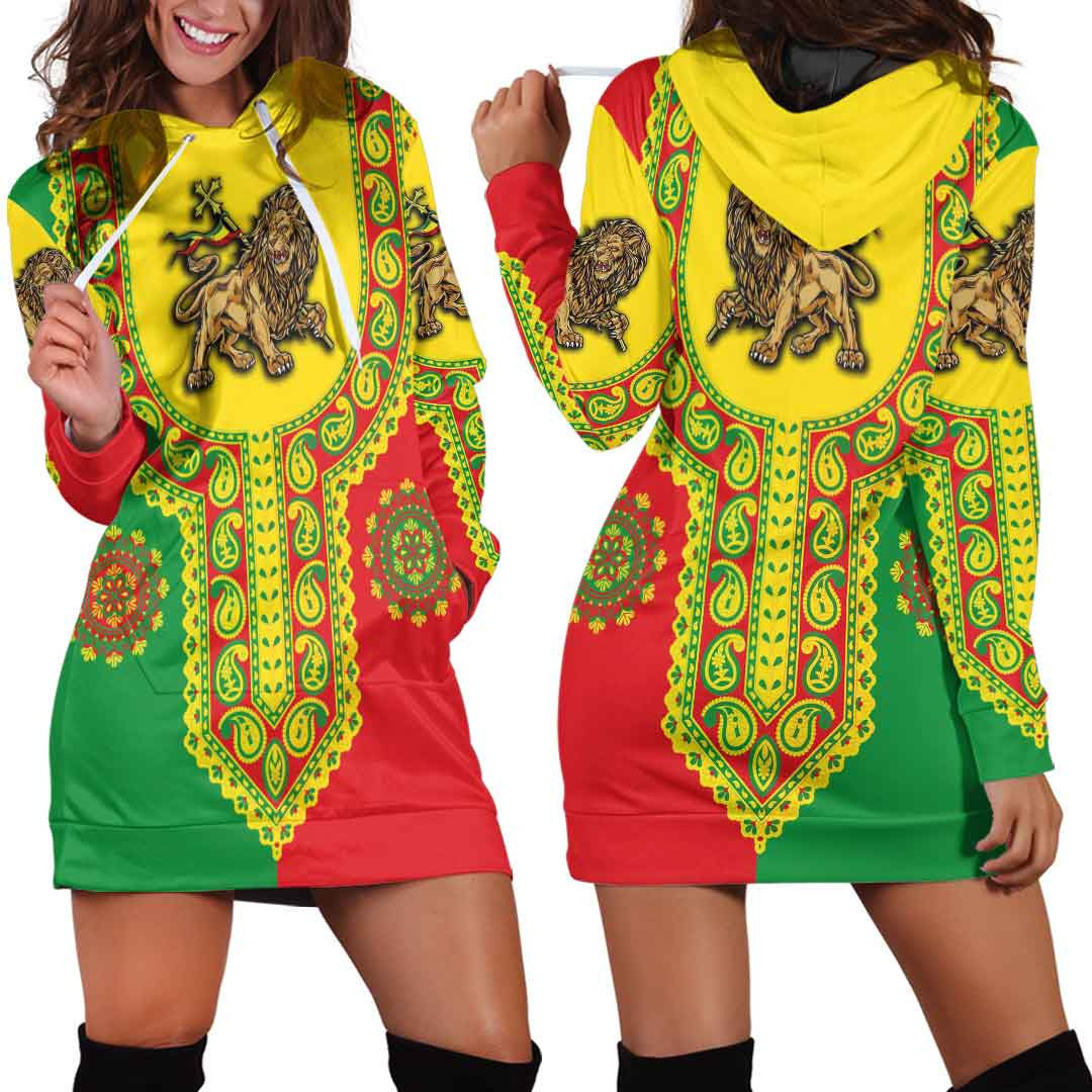 Clothing Ethiopia Lion Dashiki Hoodie Dress