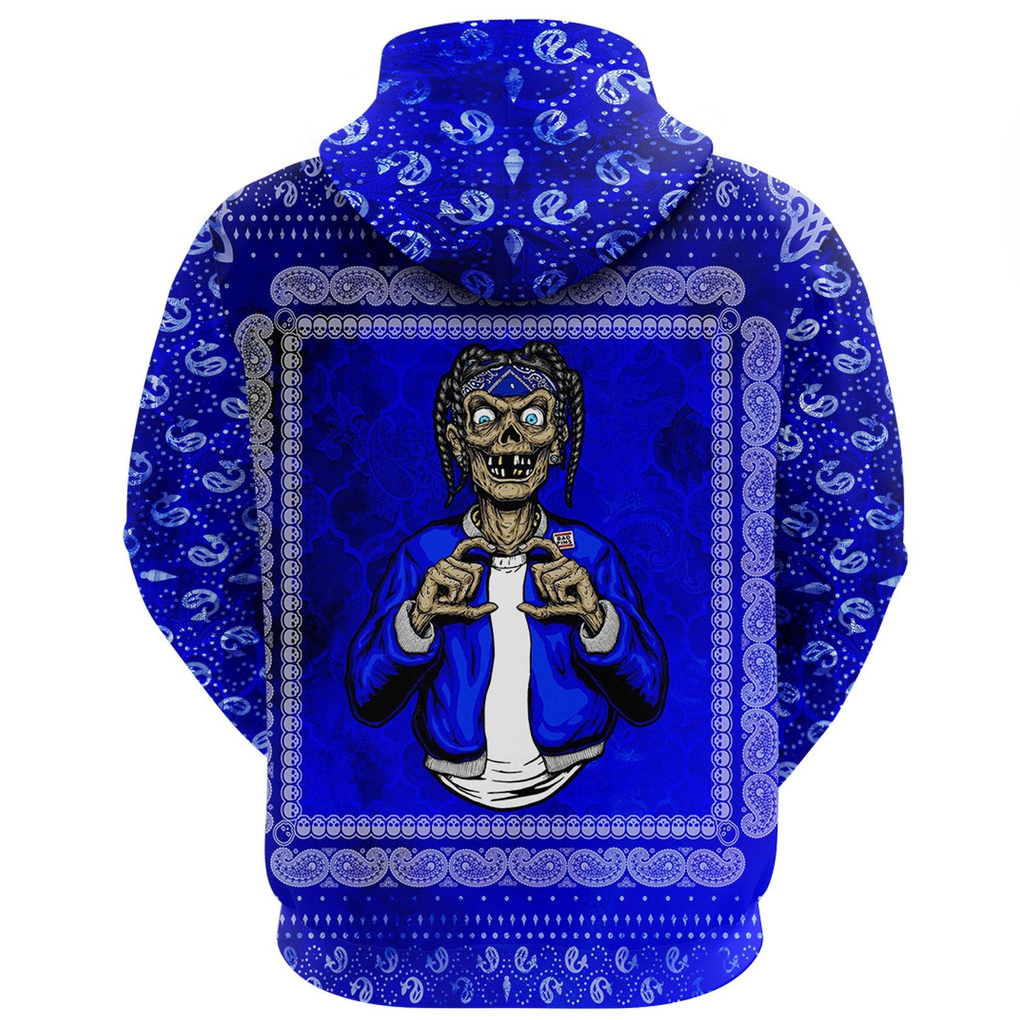 Crips Gang Hoodie Blue Pattern Gang Zip Hoodie All Over Print