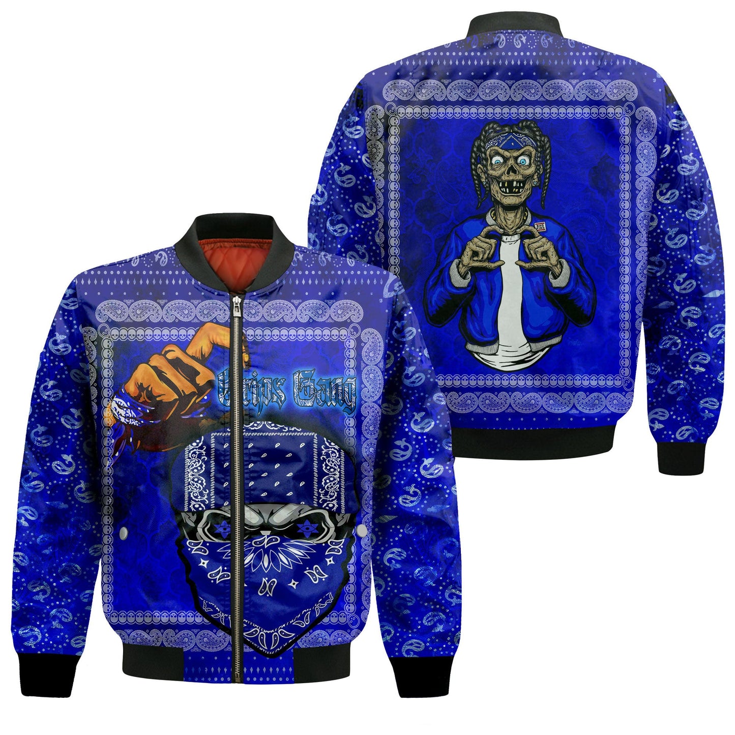 Clothing - Crips Gang Zip Bomber Jacket