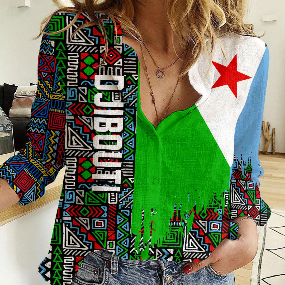 Clothing Djibouti Kente Pattern Women's Casual Shirt