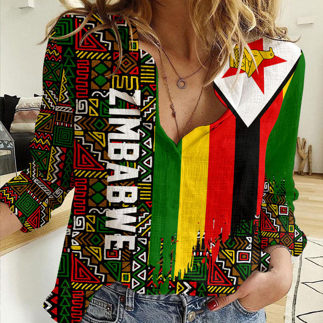 Clothing Zimbabwe Kente Pattern Women's Casual Shirt