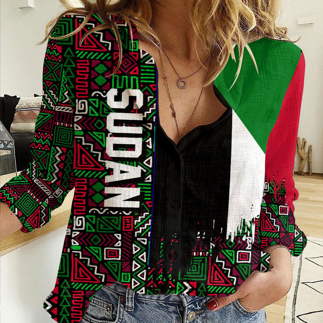 Clothing Sudan Kente Pattern Women's Casual Shirt