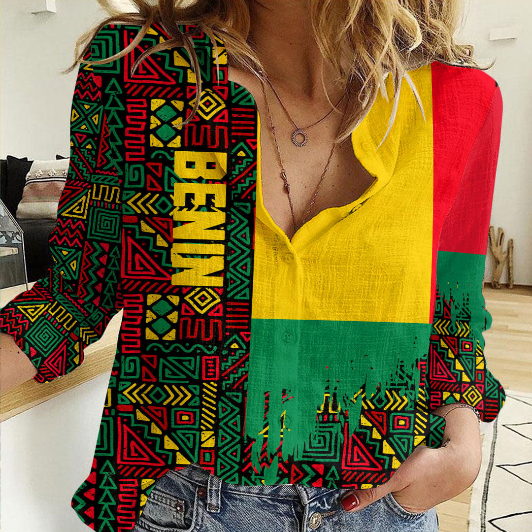 Clothing Benin Kente Pattern Women's Casual Shirt