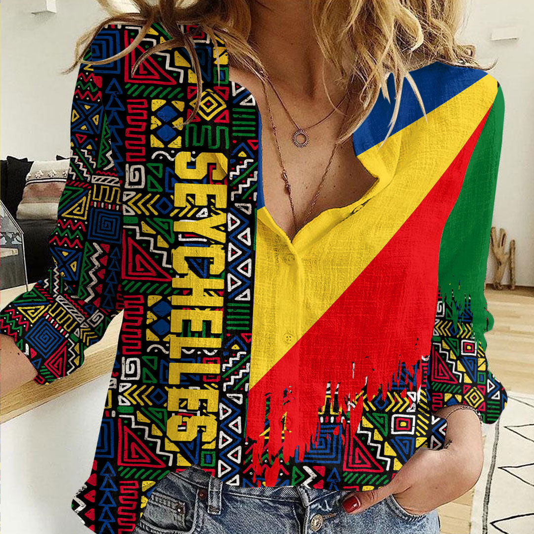 Clothing Seychelles Kente Pattern Women's Casual Shirt
