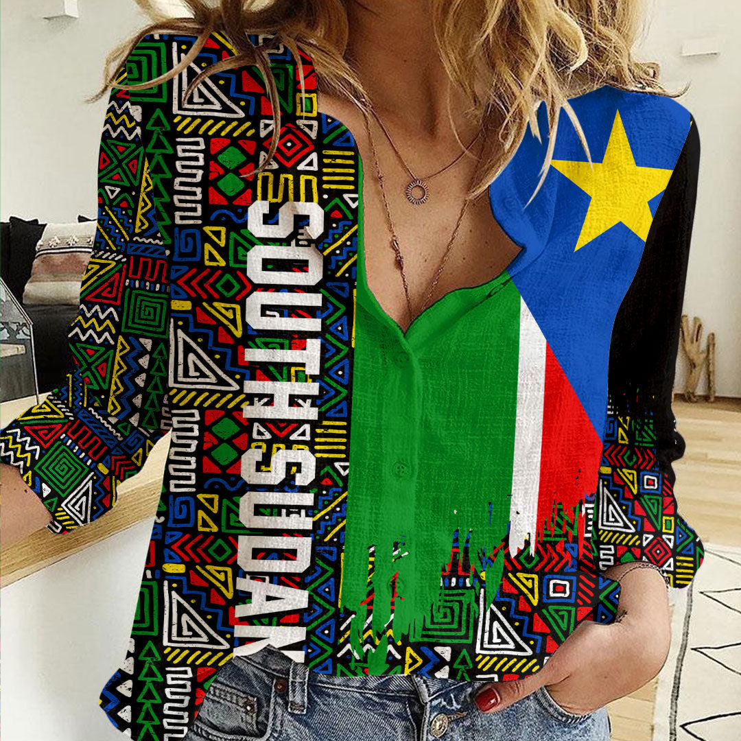 Clothing South Sudan Kente Pattern Women's Casual Shirt