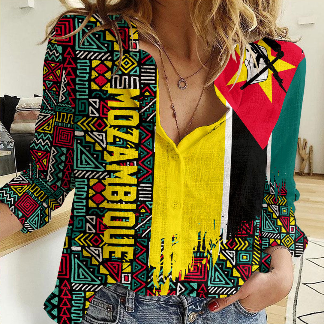 Clothing Mozambique Kente Pattern Women's Casual Shirt
