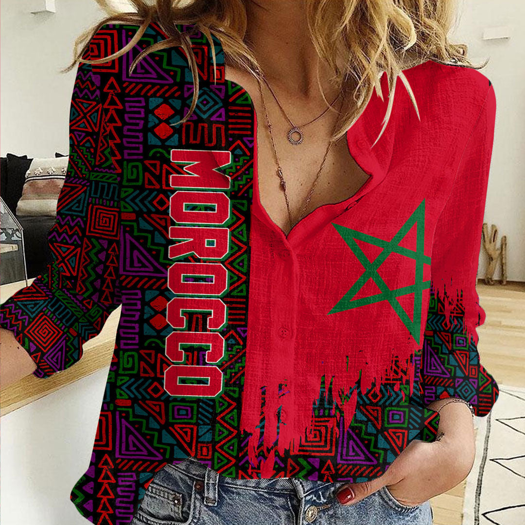 Clothing Morocco Kente Pattern Women's Casual Shirt