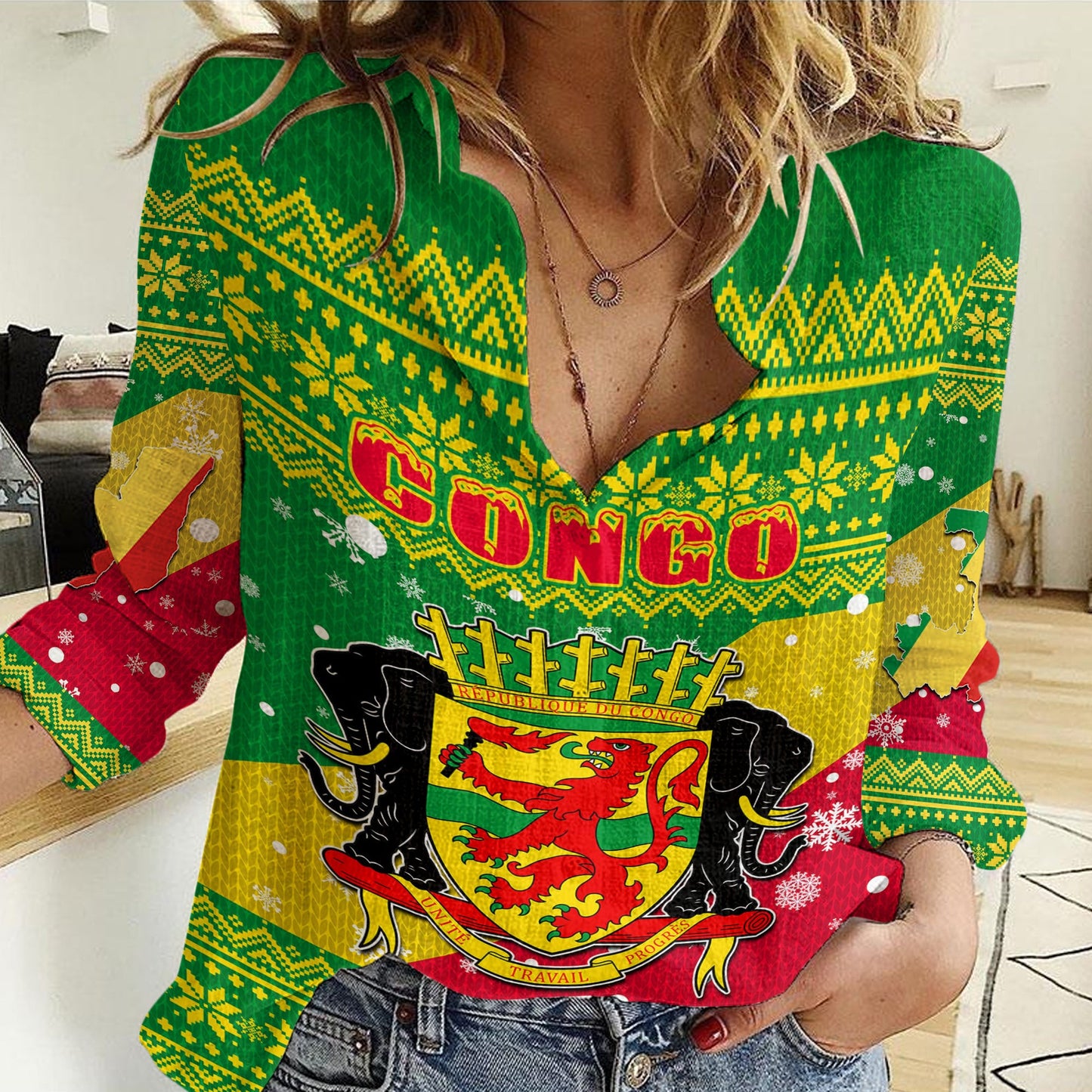Clothing Republic Of The Congo Christmas Women Casual Shirt