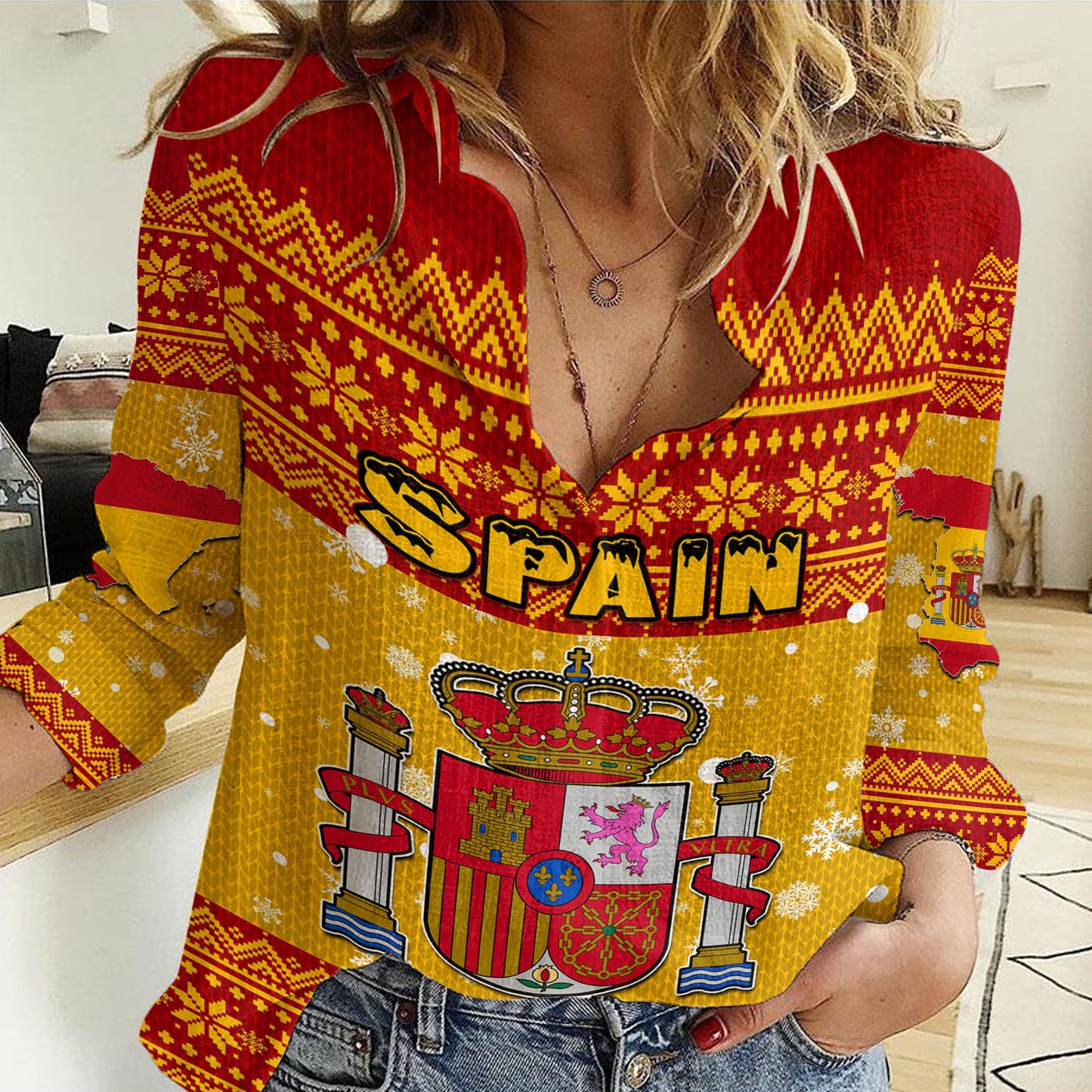Clothing Spain Christmas Women Casual Shirt