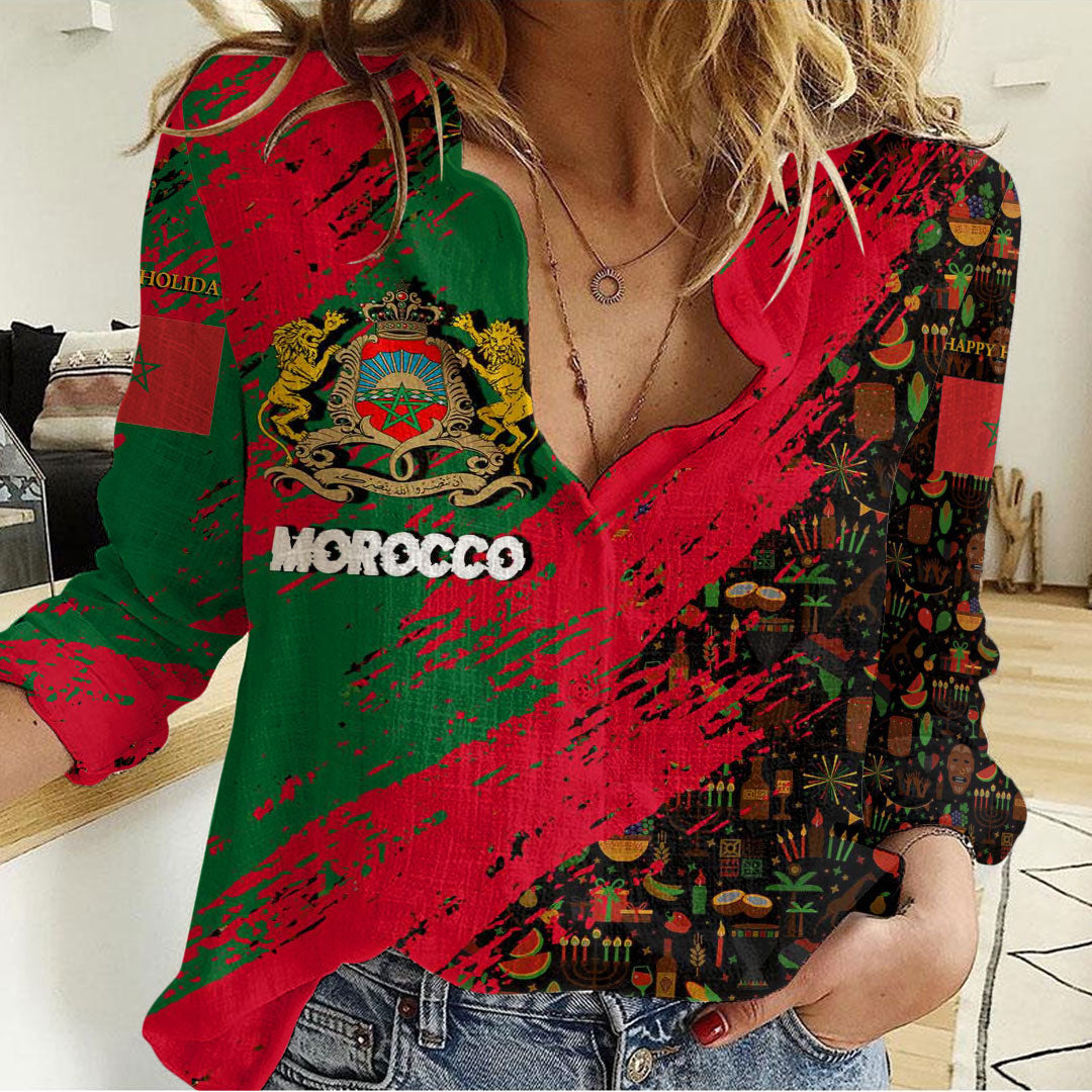 Clothing Morocco Happy Kwanzaa Women's Casual Shirt
