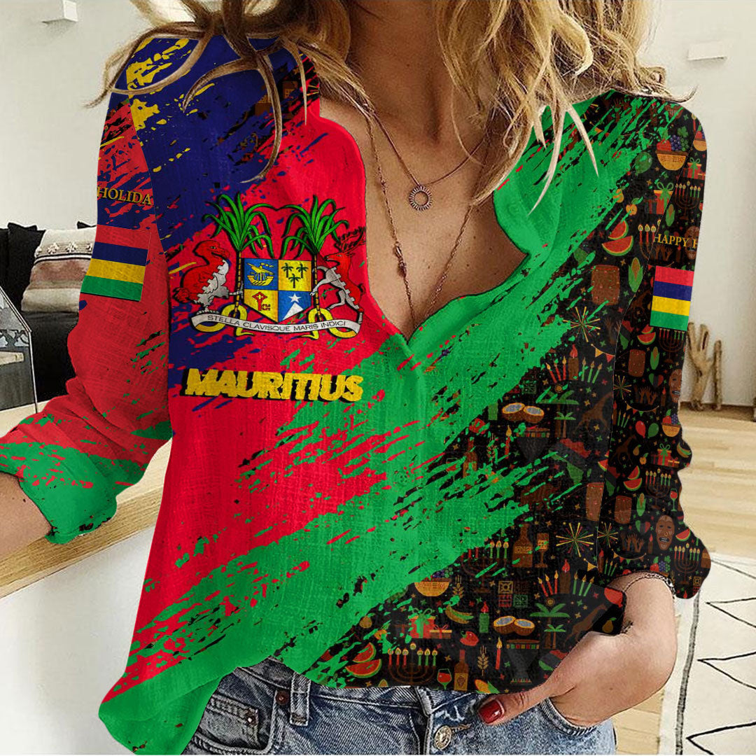 Clothing Mauritius Happy Kwanzaa Women's Casual Shirt