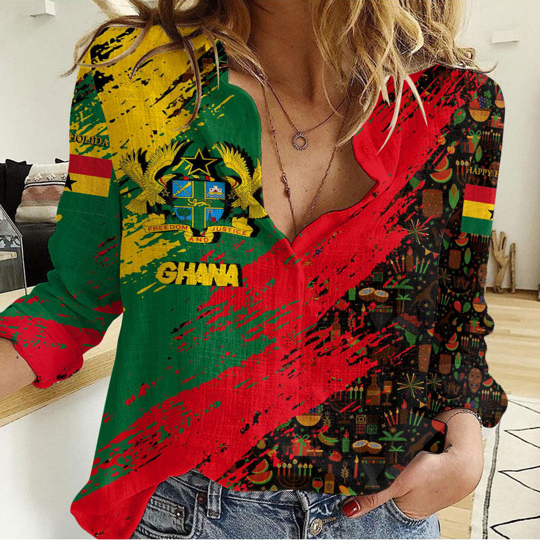 Clothing Ghana Happy Kwanzaa Women's Casual Shirt
