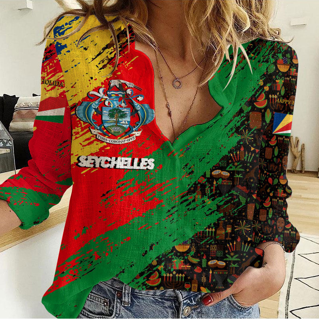 Clothing Seychelles Happy Kwanzaa Women's Casual Shirt