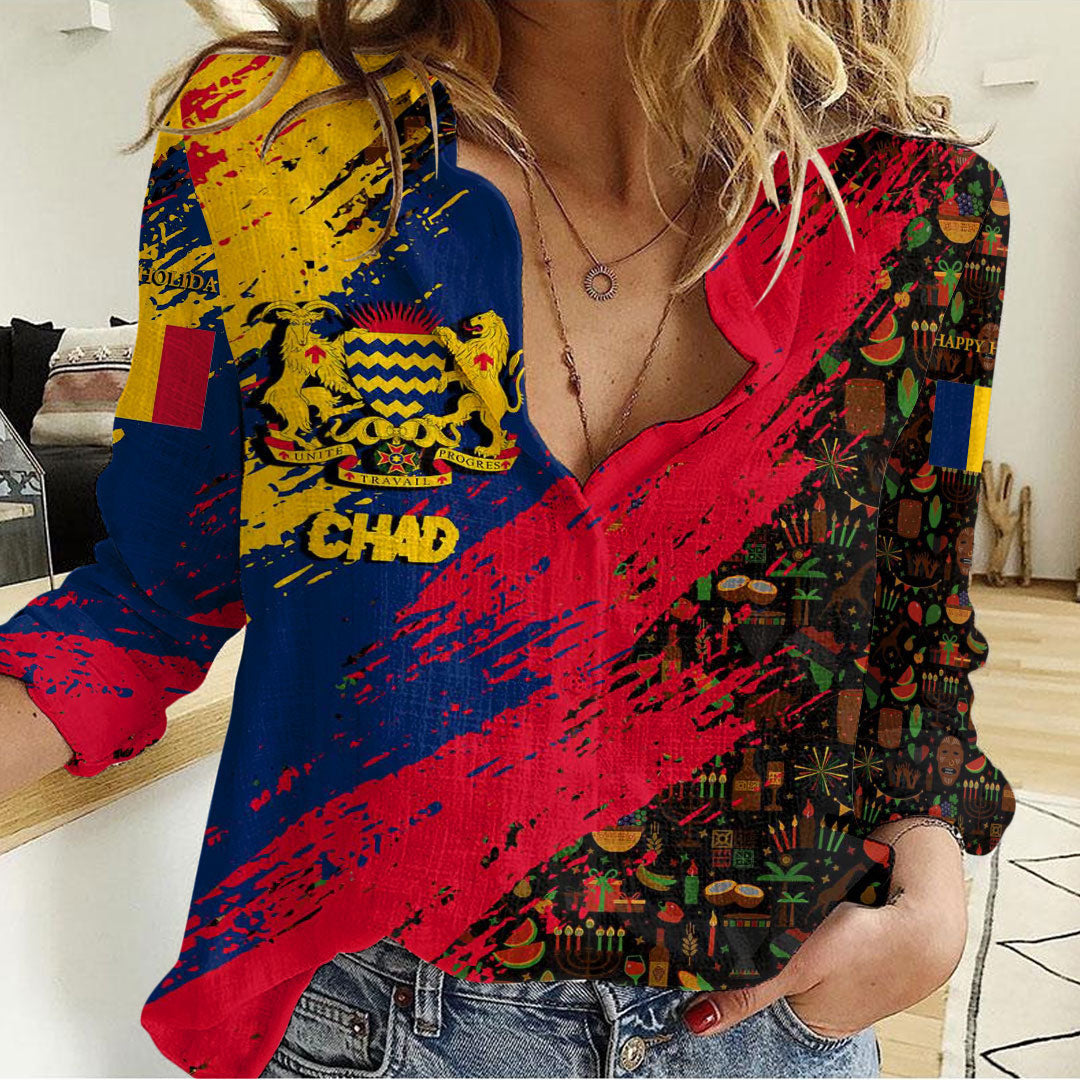 Clothing Chad Happy Kwanzaa Women's Casual Shirt