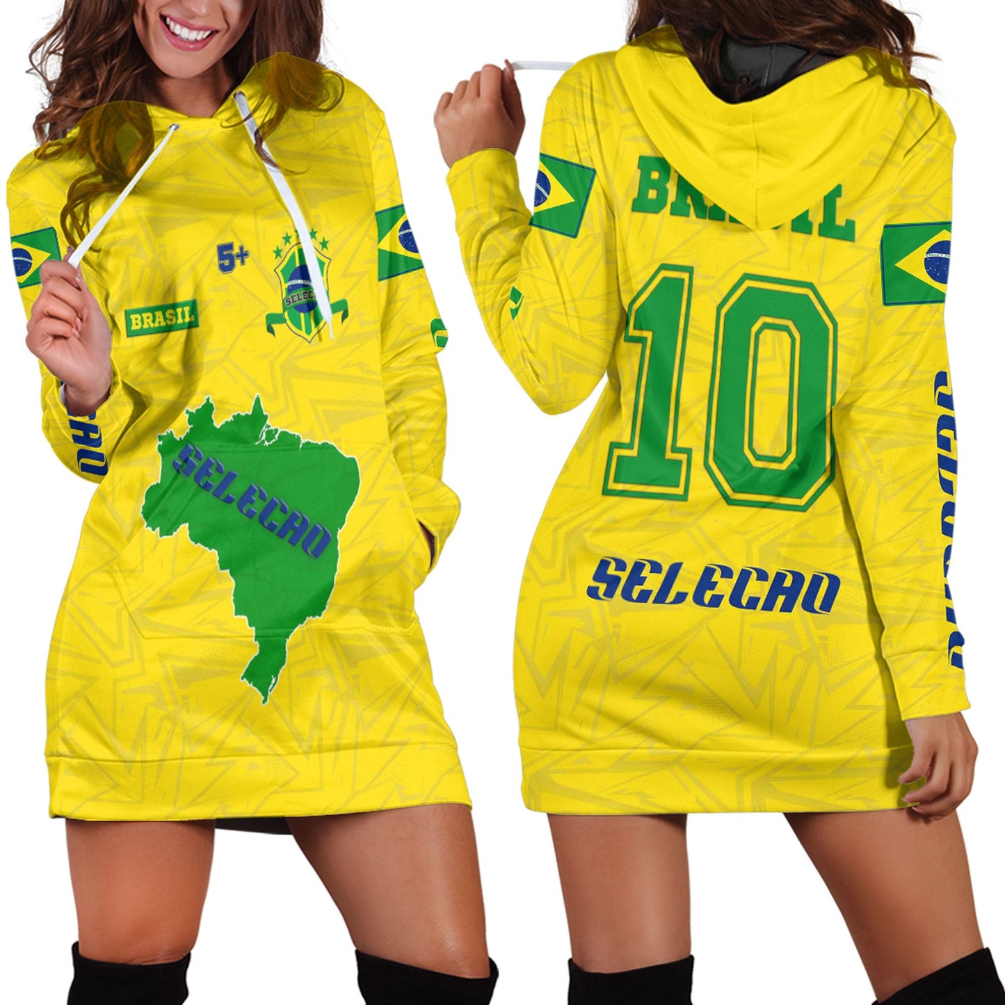 Clothing Custom Brasil Selecao Football Hoodie Dress