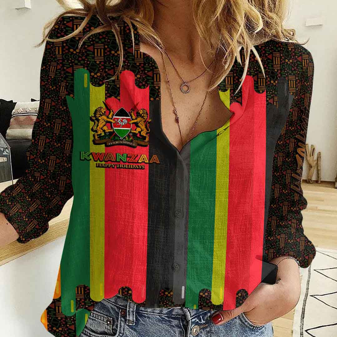 Clothing Kenya Happy Kwanzaa New Women's Casual Shirt