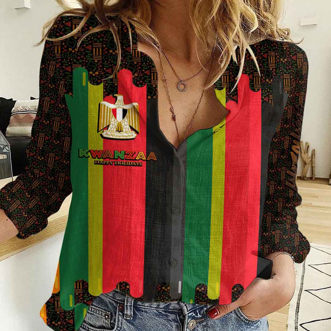 Clothing Egypt Happy Kwanzaa New Women's Casual Shirt