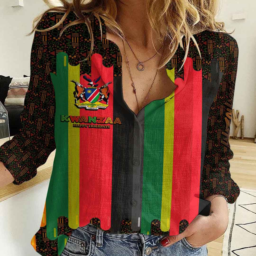 Clothing Namibia Happy Kwanzaa New Women's Casual Shirt
